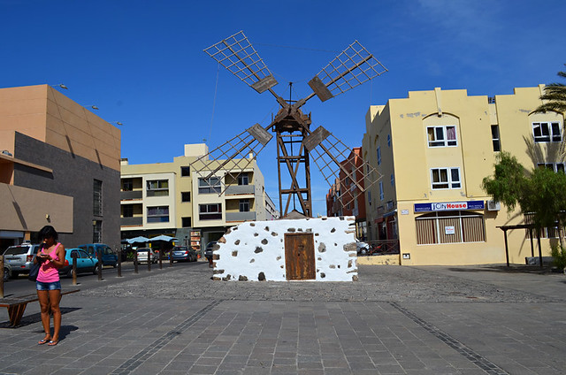 Windmill, old town, Corralejo, Fuerteventura, Canary Islands