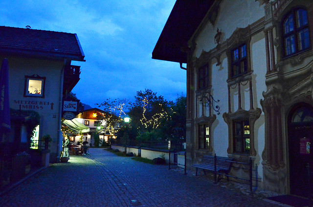 After dark, Oberammergau, Germany