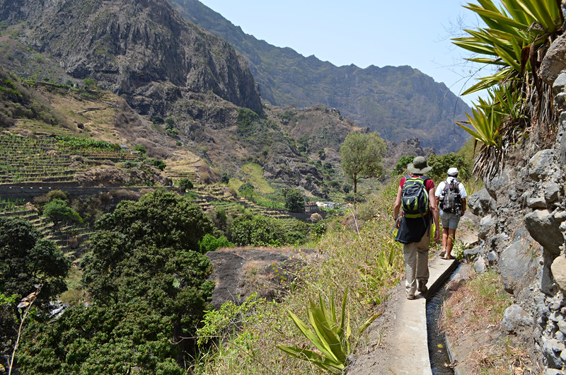 Walking on a levada, Ribeira do Paul Valley, Santo Antao, Cape Verde