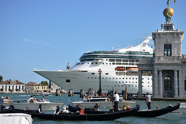 The cruise ship on the canal, Venice