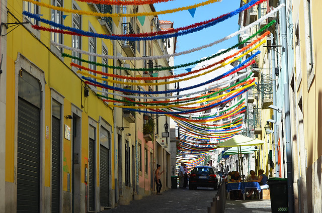 Party streets, Bairro Alto, Lisbon, Portugal