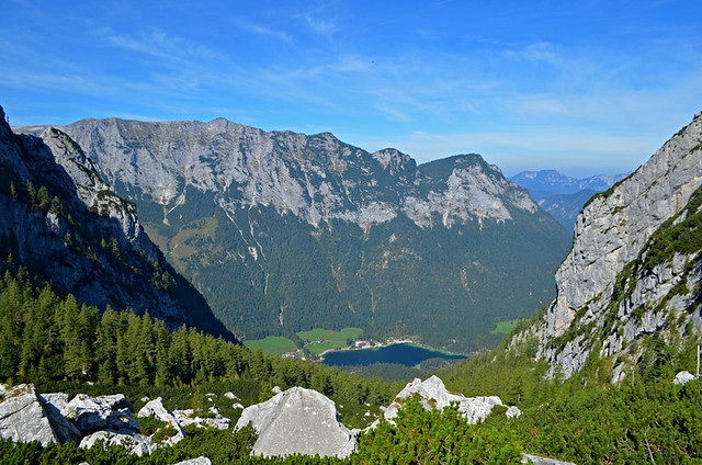 Hintersee seen from the terrace of the Blaueishütte, Berchtesgaden