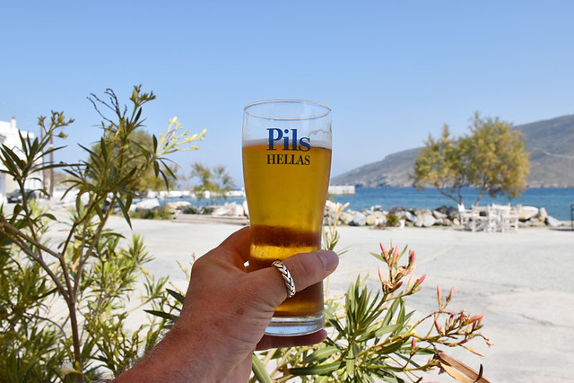 Beer at Ormos Korthiu, Andros