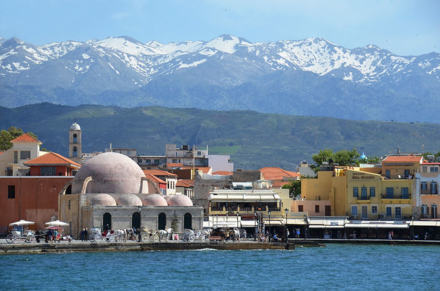 Mosque, Chania from the harbour wall, Crete