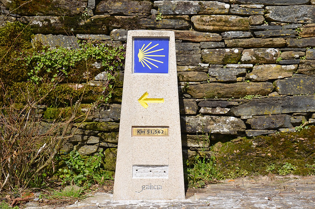 First signpost, Camino de Santiago, Galicia