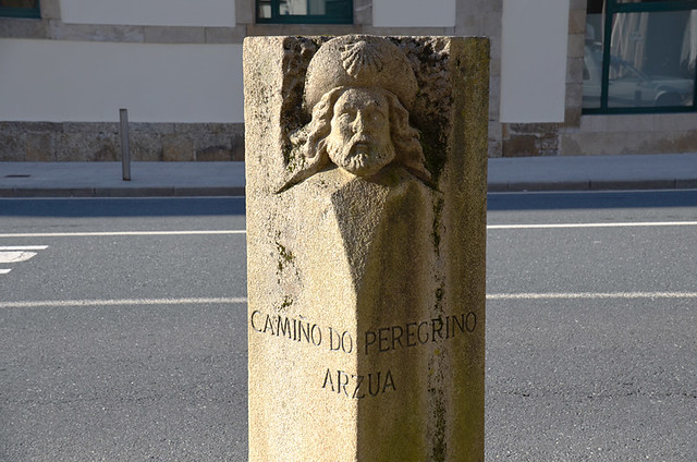 Stone sign, Arzua, Camino de Santiago, Galicia