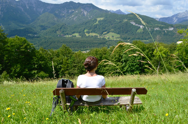 hiking routes, Bench on Ewige Wand route, Austria